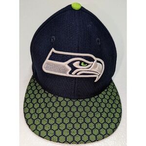 NFL Seattle Seahawks New Era 59Fifty Football Hat Cap Blue Green Size 6 3/8